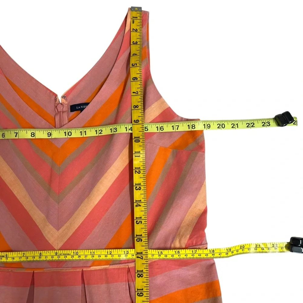 Lands End Striped Fit & Flare Sleeveless Dress Pink & Orange Sundress Size 12 - Picture 5 of 15